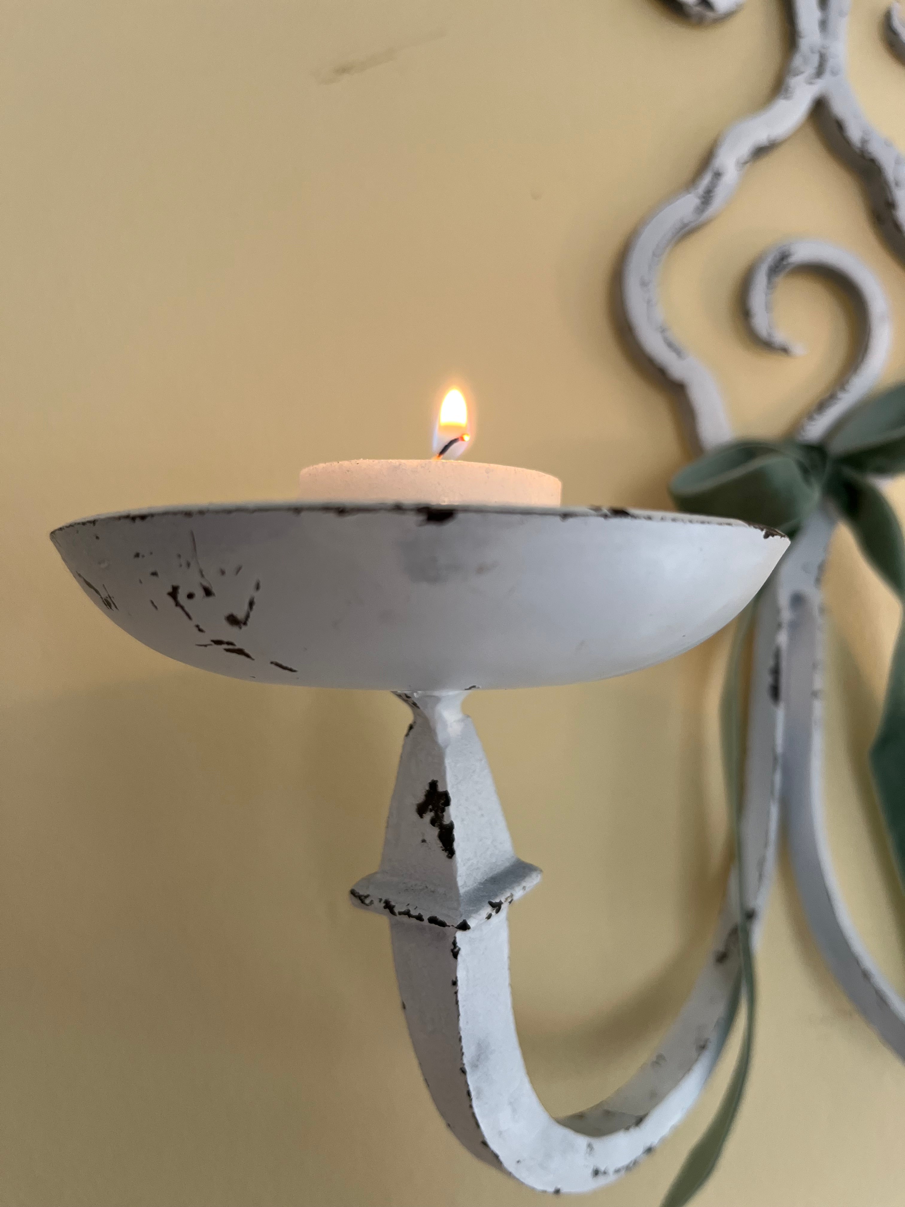 White metal sconces