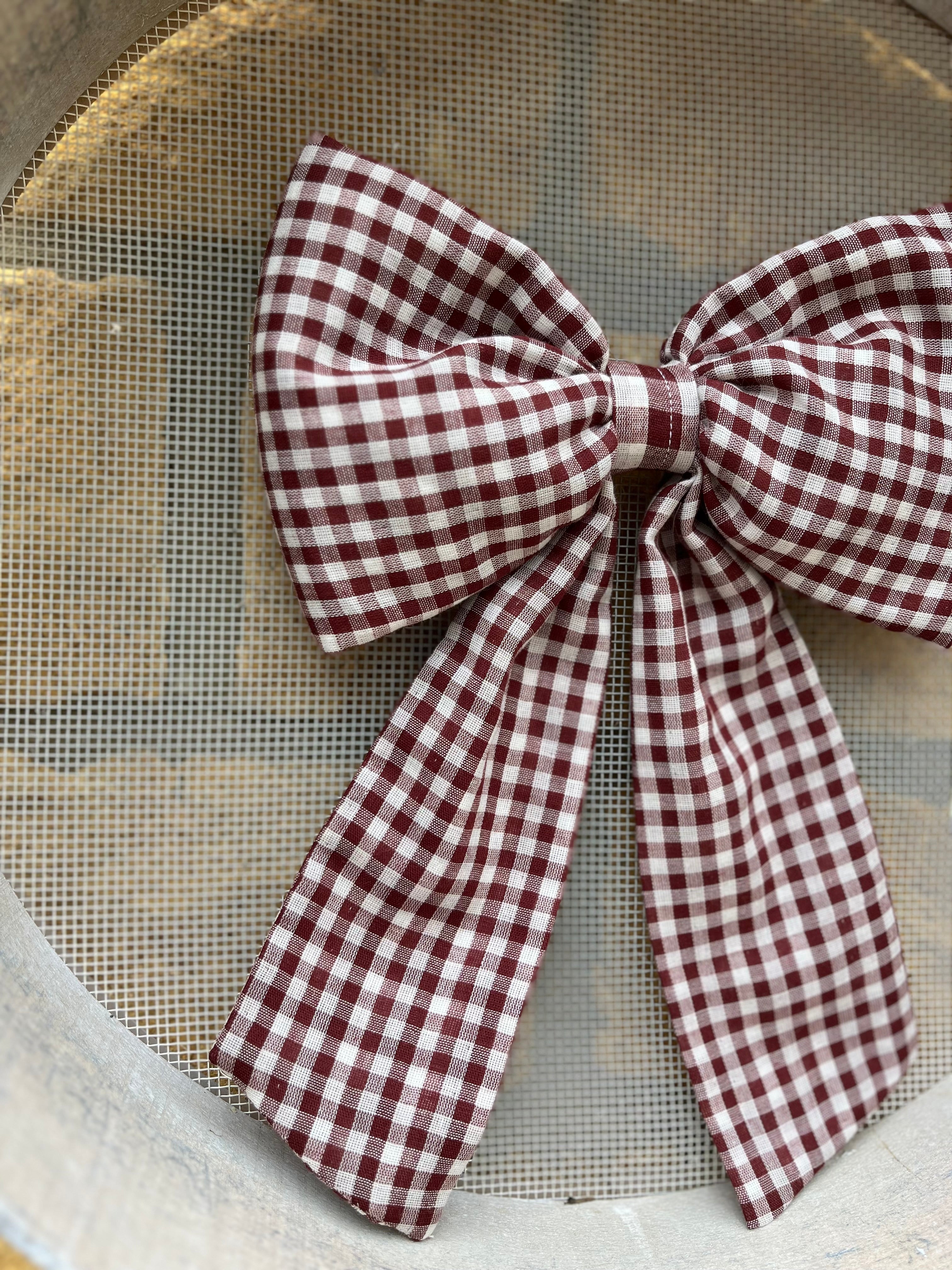 Brown gingham Bow