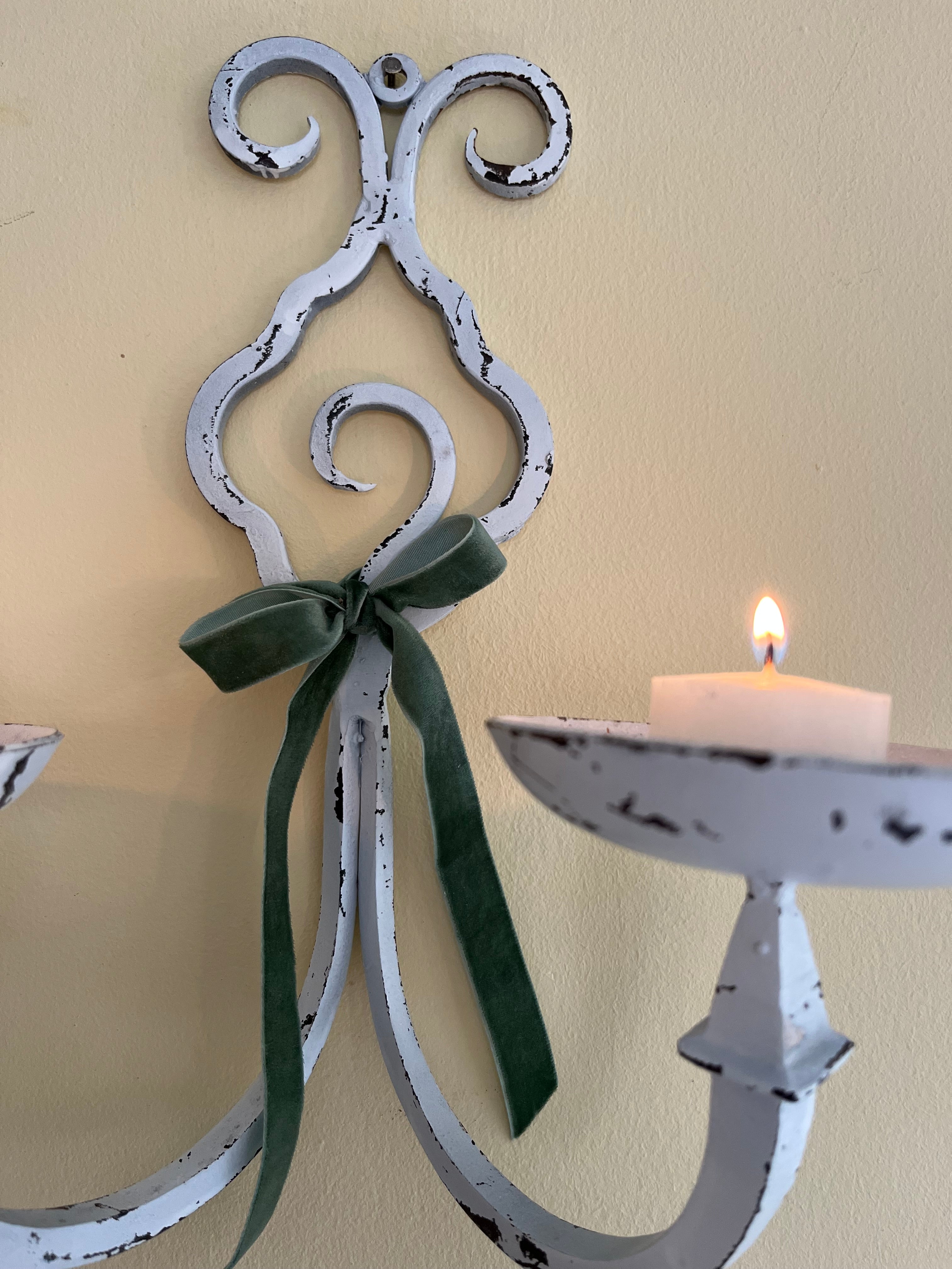 White metal sconces