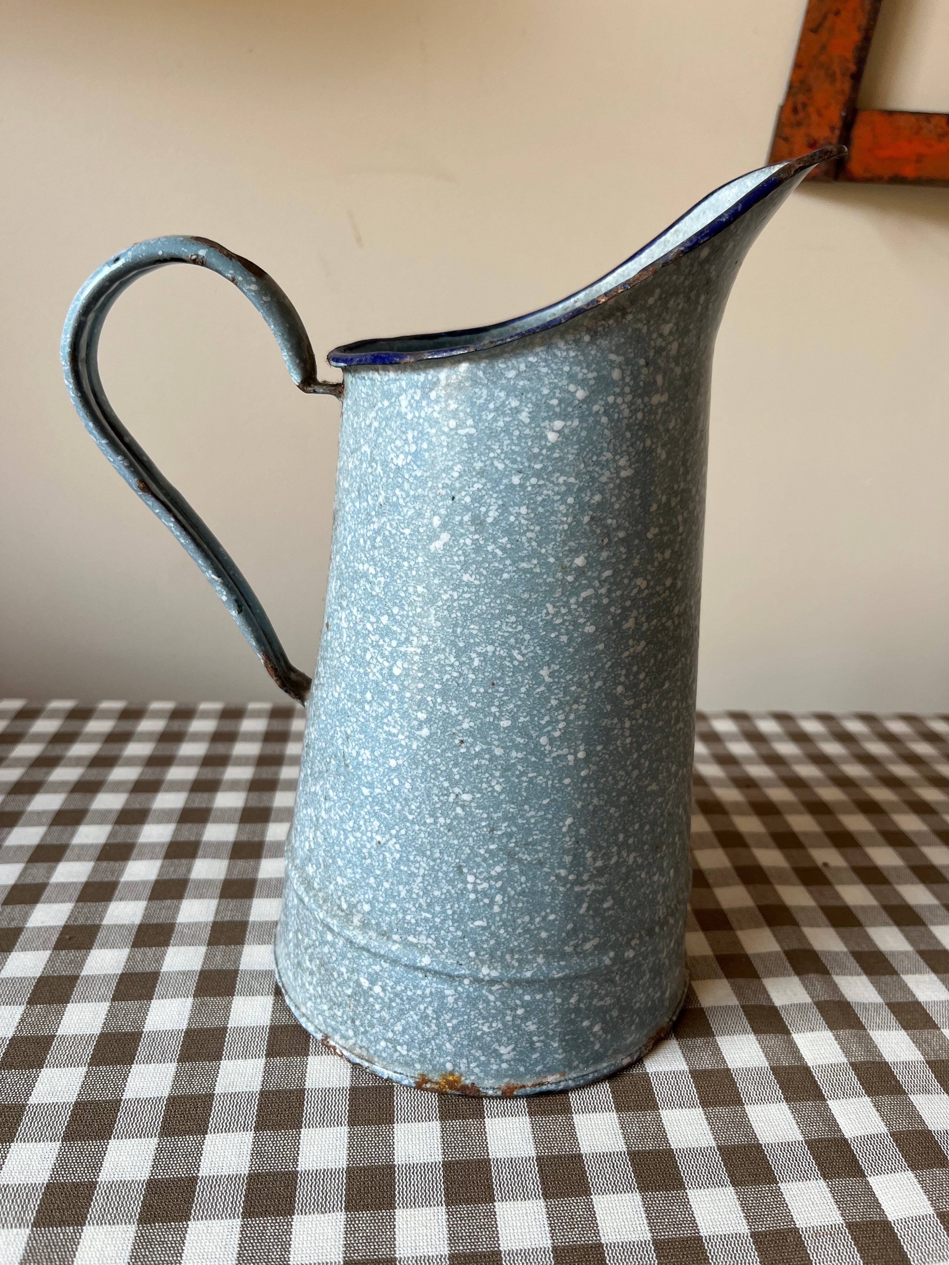 Dappled blue pitcher