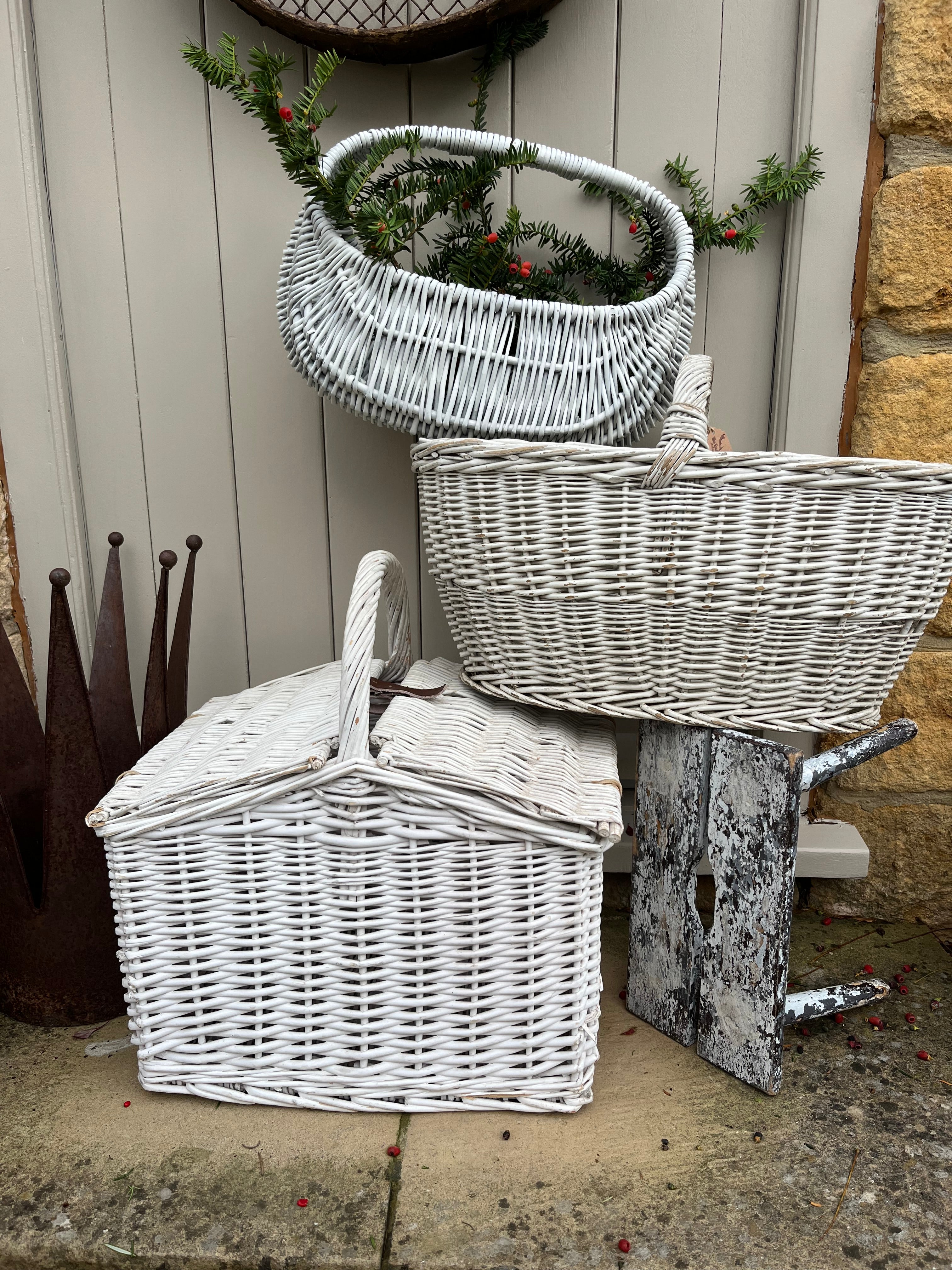 Painted white basket