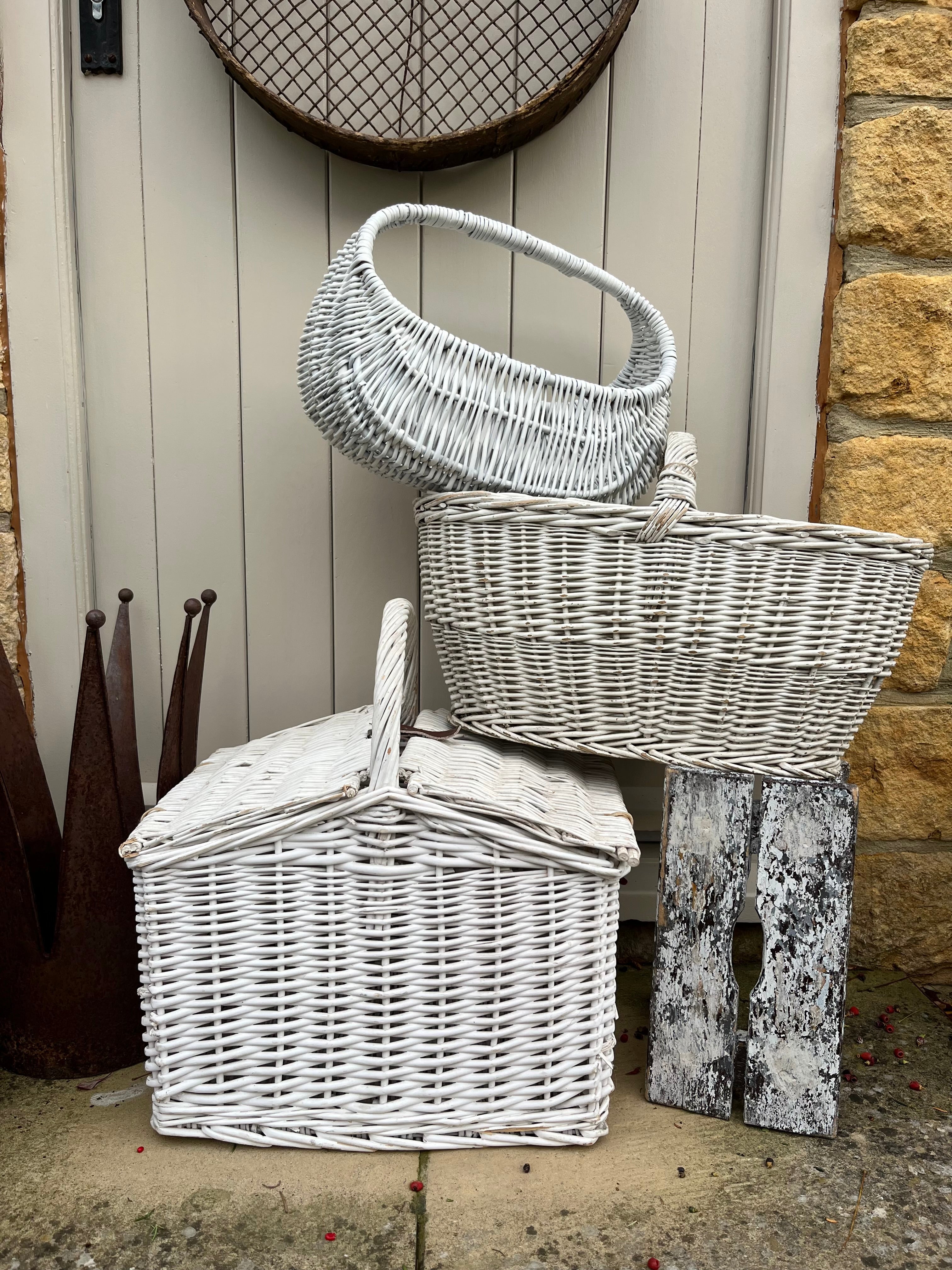 Painted white basket