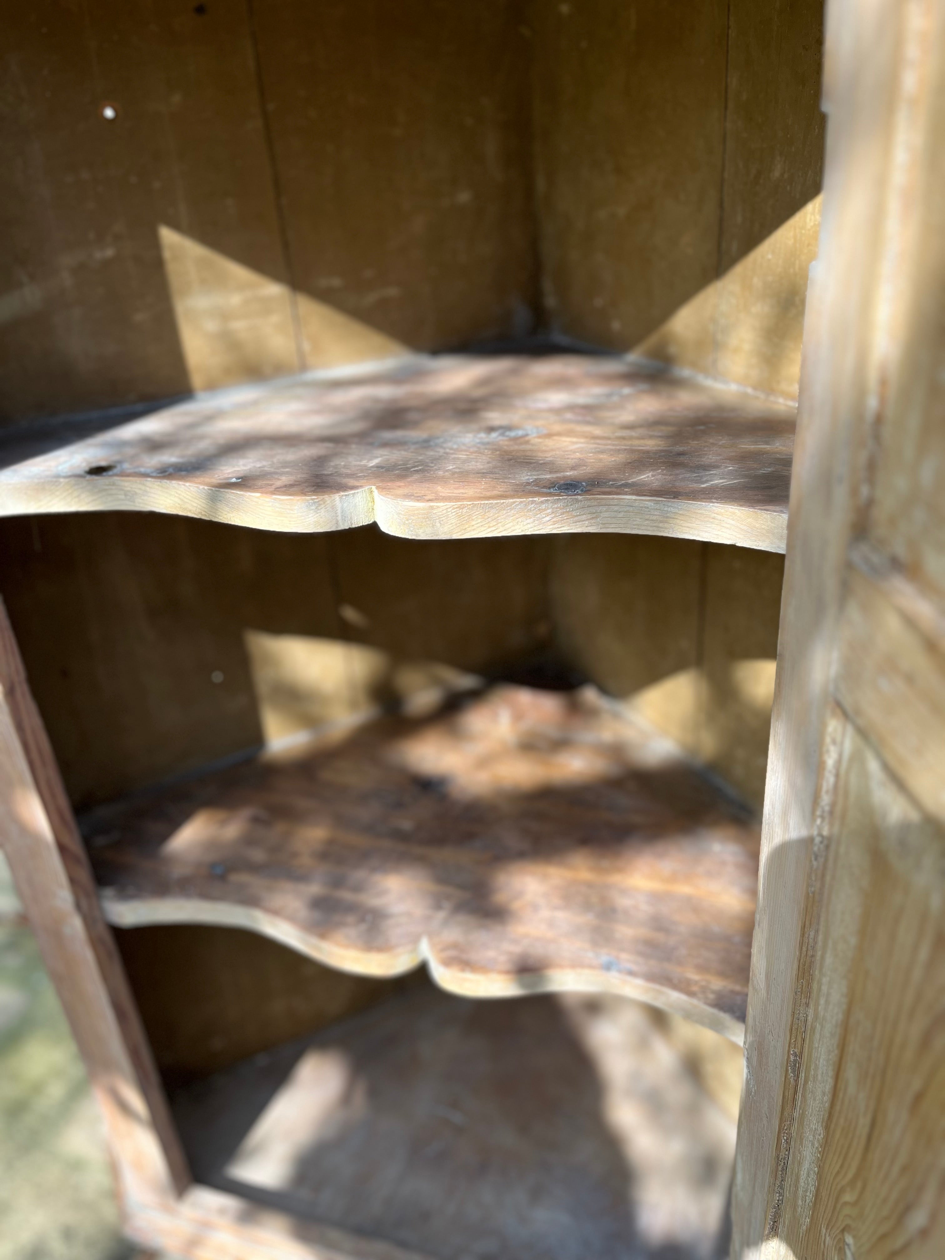 Vintage pine corner cupboard