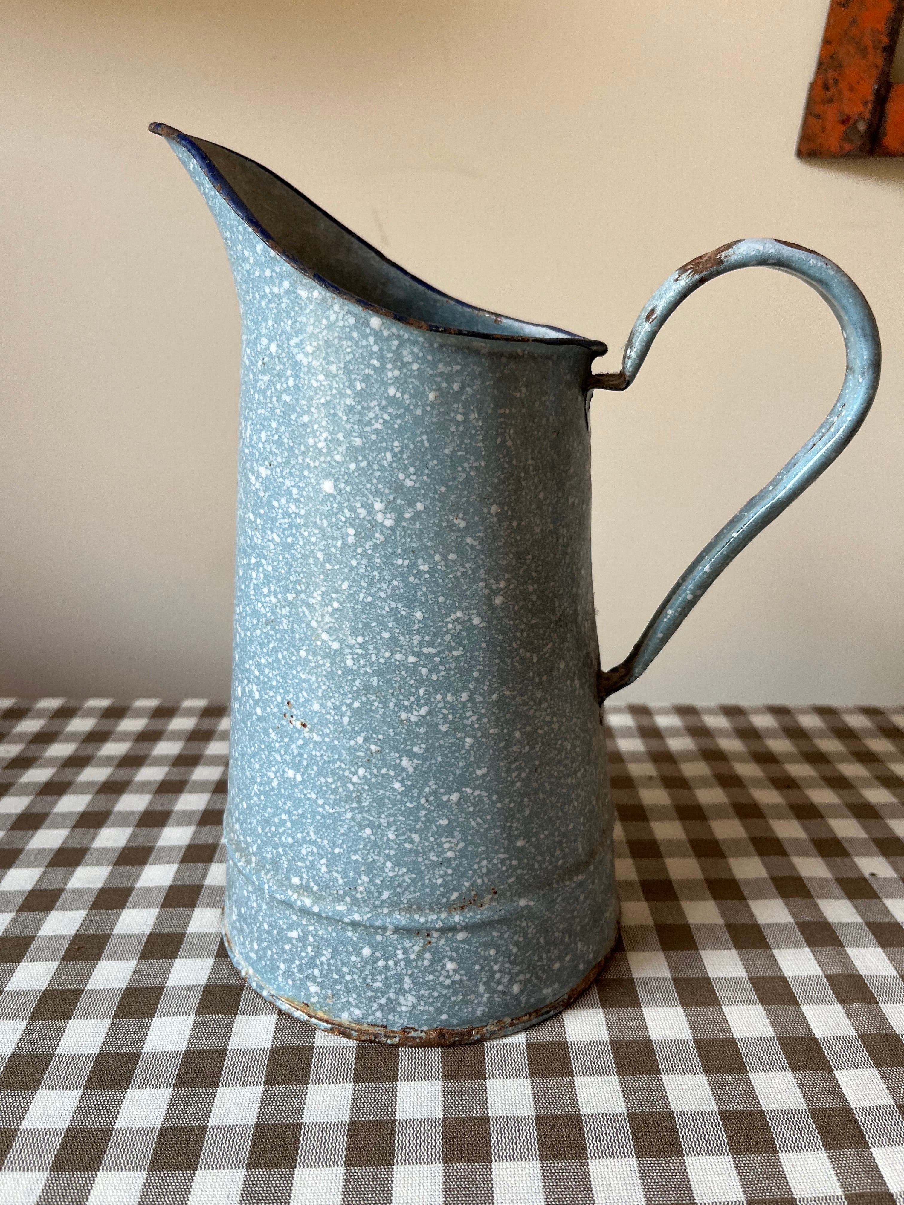 Dappled blue pitcher