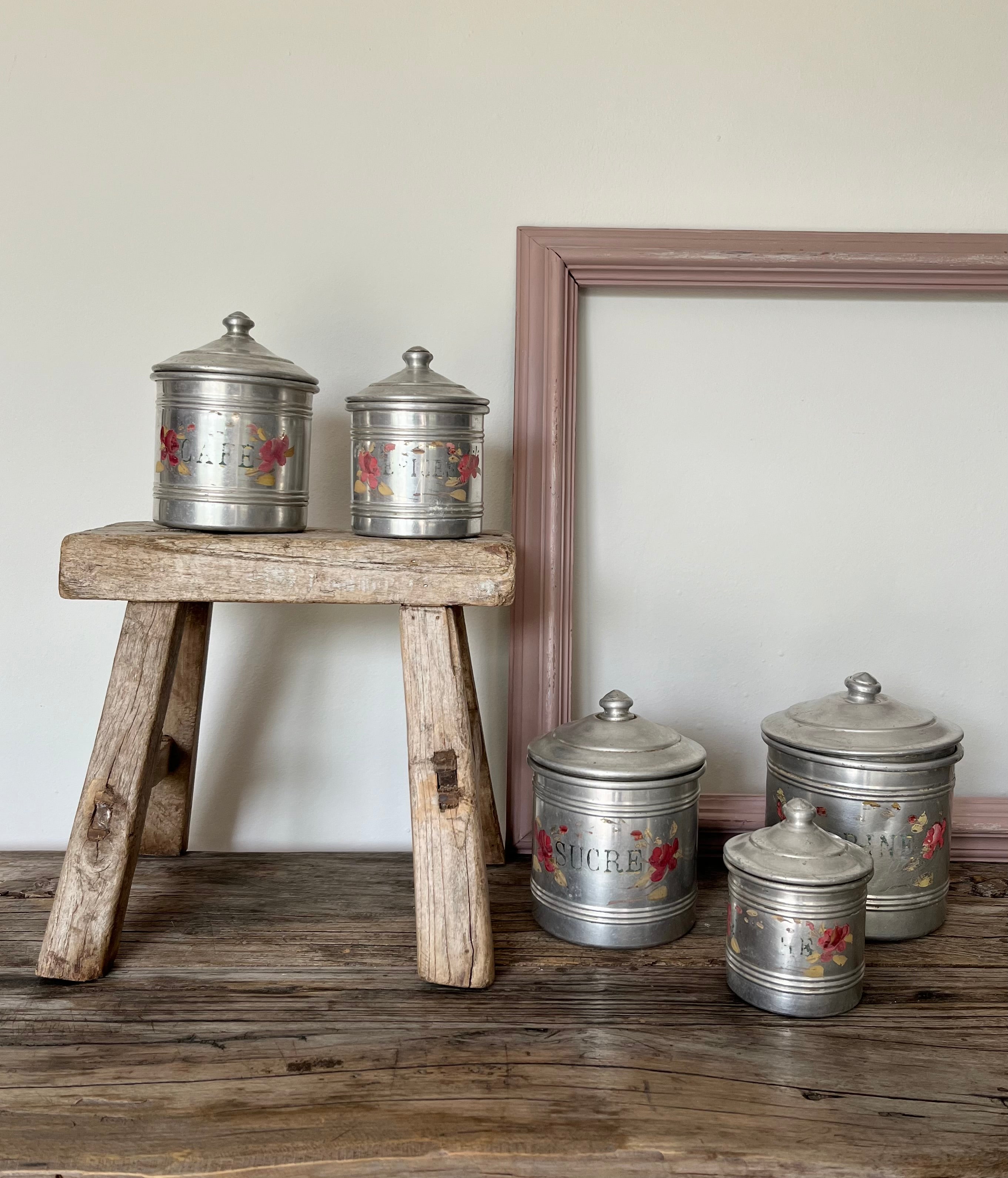 French painted canisters