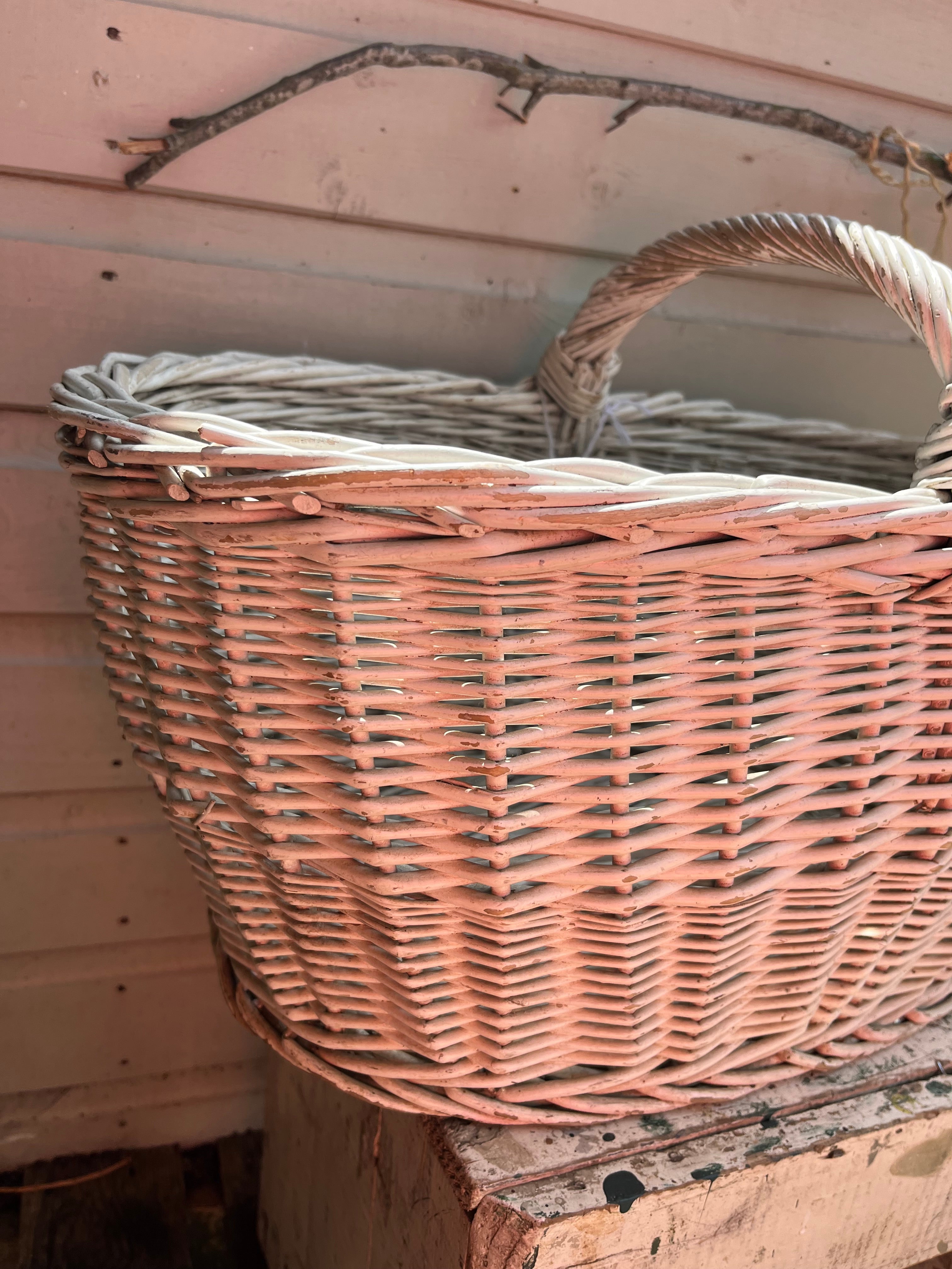 Painted white basket