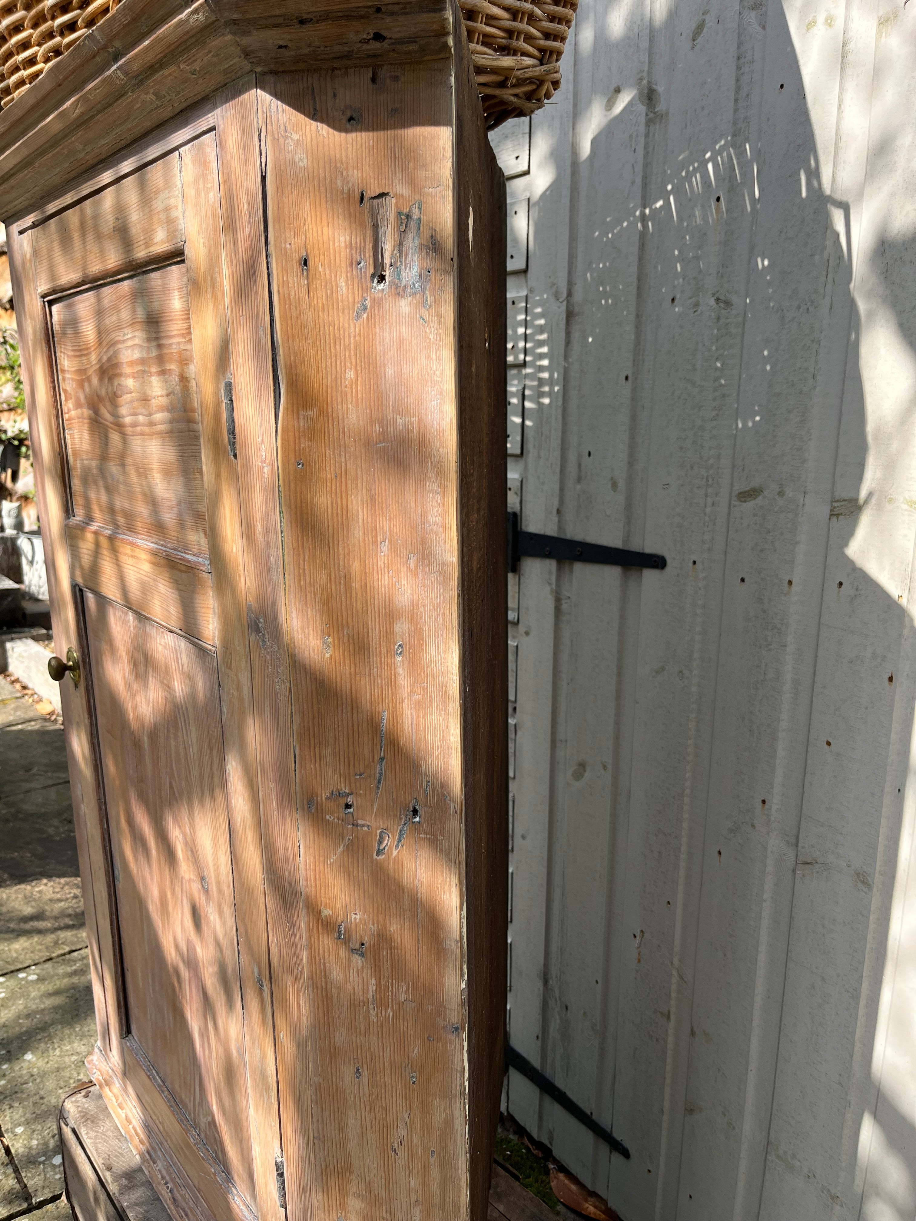 Vintage pine corner cupboard