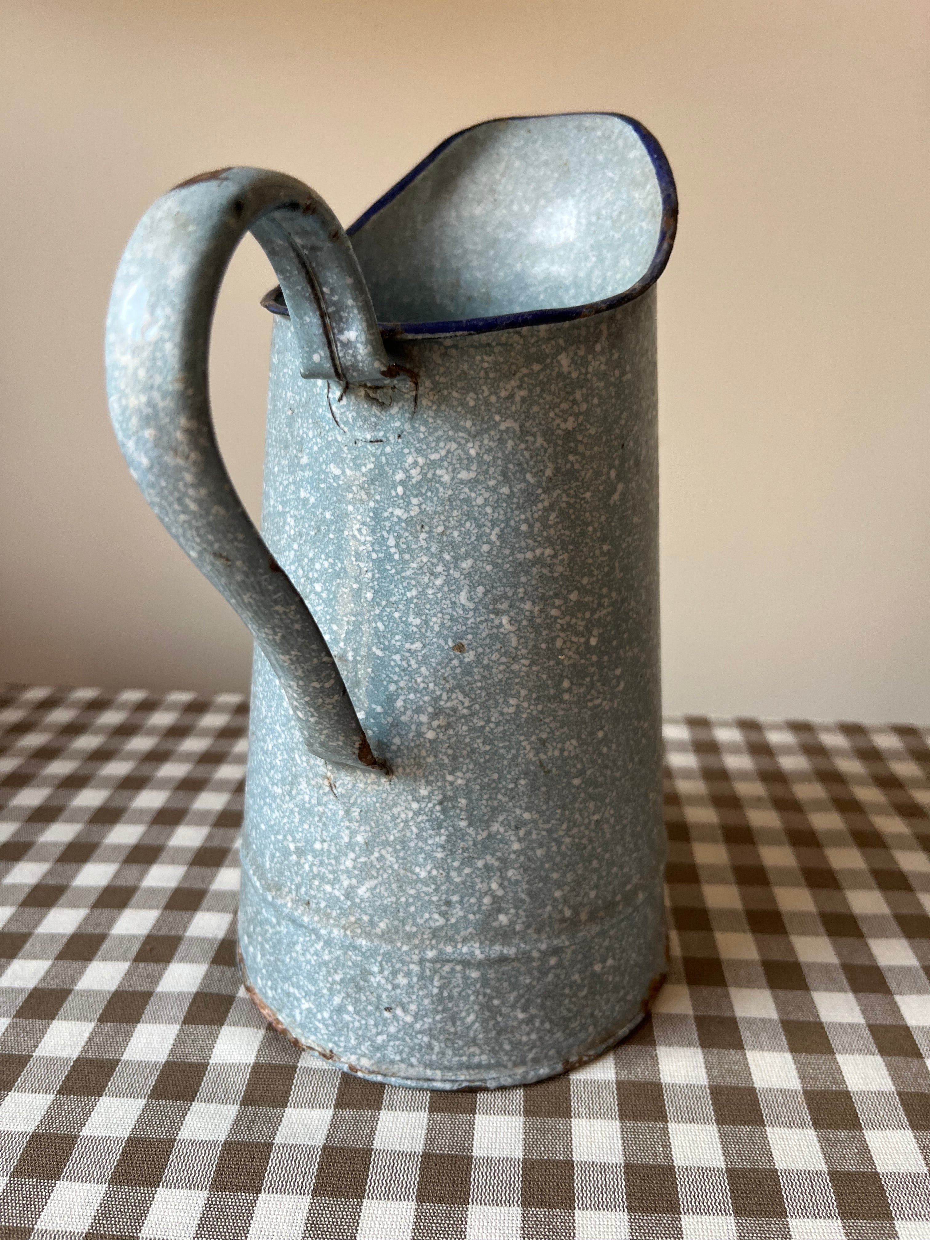Dappled blue pitcher